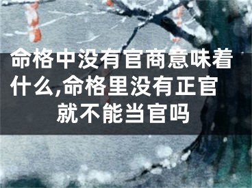 命格中没有官商意味着什么,命格里没有正官就不能当官吗