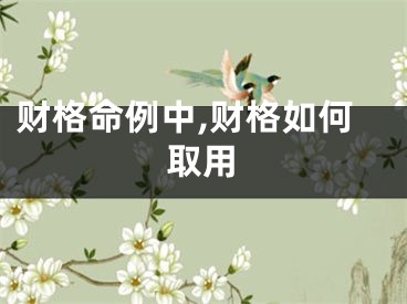 财格命例中,财格如何取用