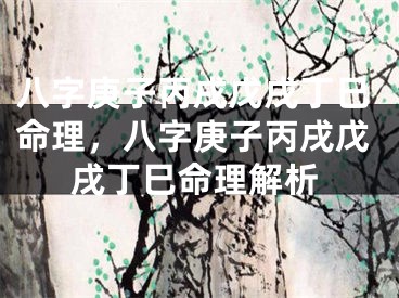 八字庚子丙戌戊戌丁巳命理，八字庚子丙戌戊戌丁巳命理解析