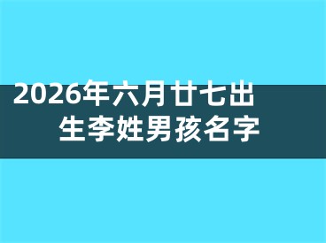 2026年六月廿七出生李姓男孩名字