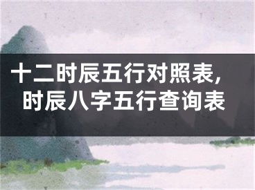 十二时辰五行对照表,时辰八字五行查询表
