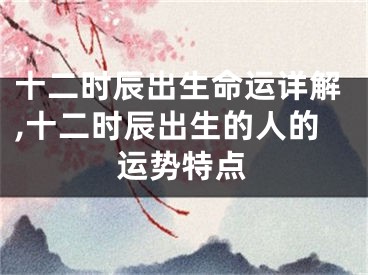 十二时辰出生命运详解,十二时辰出生的人的运势特点