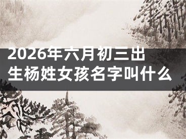 2026年六月初三出生杨姓女孩名字叫什么