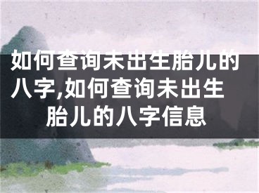 如何查询未出生胎儿的八字,如何查询未出生胎儿的八字信息