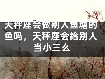 天秤座会做别人鱼塘的鱼吗，天秤座会给别人当小三么
