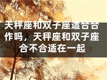 天秤座和双子座适合合作吗，天秤座和双子座合不合适在一起