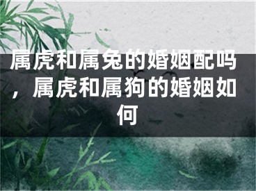 属虎和属兔的婚姻配吗，属虎和属狗的婚姻如何