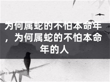 为何属蛇的不怕本命年，为何属蛇的不怕本命年的人