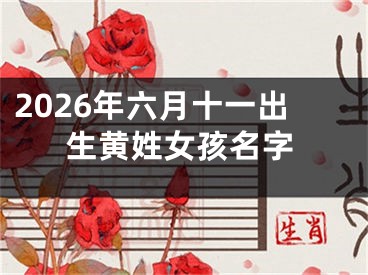 2026年六月十一出生黄姓女孩名字
