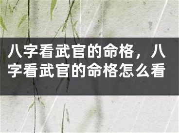 八字看武官的命格，八字看武官的命格怎么看