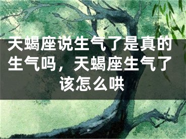天蝎座说生气了是真的生气吗，天蝎座生气了该怎么哄