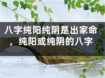 八字纯阳纯阴是出家命，纯阳或纯阴的八字