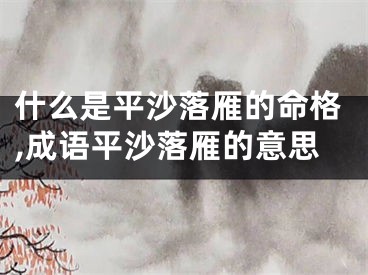 什么是平沙落雁的命格,成语平沙落雁的意思