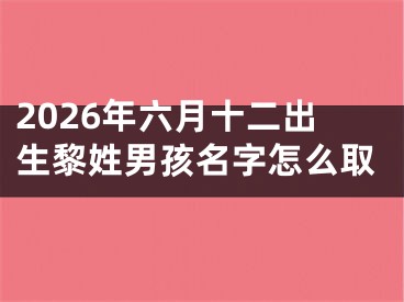 2026年六月十二出生黎姓男孩名字怎么取