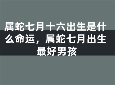 属蛇七月十六出生是什么命运，属蛇七月出生最好男孩