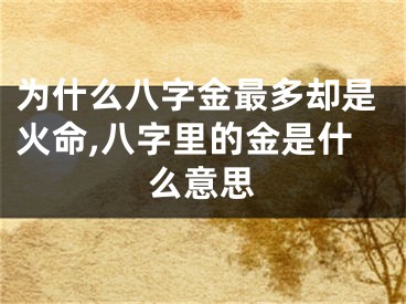 为什么八字金最多却是火命,八字里的金是什么意思