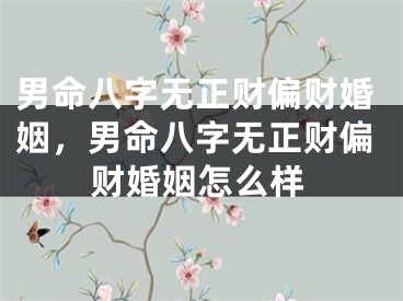 男命八字无正财偏财婚姻，男命八字无正财偏财婚姻怎么样