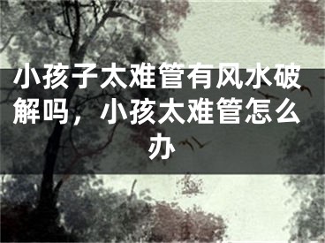 小孩子太难管有风水破解吗，小孩太难管怎么办