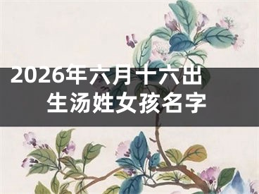 2026年六月十六出生汤姓女孩名字