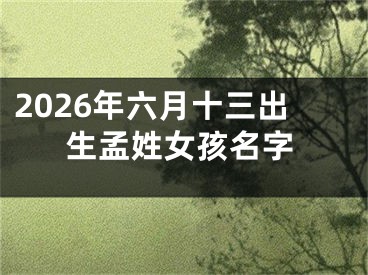 2026年六月十三出生孟姓女孩名字