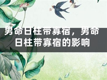 男命日柱带寡宿，男命日柱带寡宿的影响