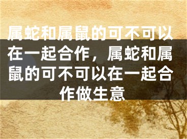 属蛇和属鼠的可不可以在一起合作，属蛇和属鼠的可不可以在一起合作做生意
