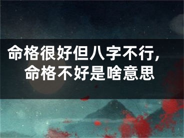 命格很好但八字不行,命格不好是啥意思