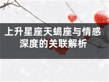 上升星座天蝎座与情感深度的关联解析