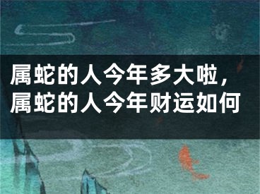 属蛇的人今年多大啦，属蛇的人今年财运如何