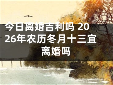 今日离婚吉利吗 2026年农历冬月十三宜离婚吗