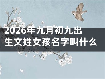 2026年九月初九出生文姓女孩名字叫什么