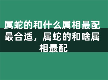 属蛇的和什么属相最配最合适，属蛇的和啥属相最配