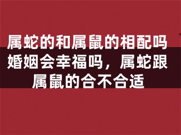 属蛇的和属鼠的相配吗婚姻会幸福吗，属蛇跟属鼠的合不合适