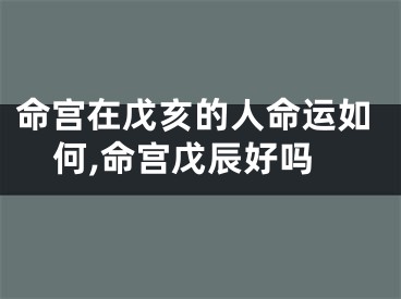命宫在戊亥的人命运如何,命宫戊辰好吗