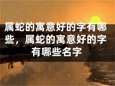 属蛇的寓意好的字有哪些，属蛇的寓意好的字有哪些名字