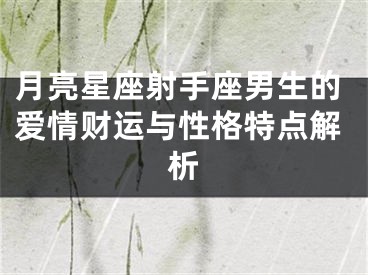 月亮星座射手座男生的爱情财运与性格特点解析