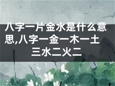 八字一片金水是什么意思,八字一金一木一土三水二火二