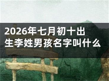 2026年七月初十出生李姓男孩名字叫什么