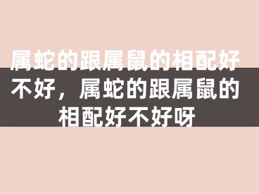 属蛇的跟属鼠的相配好不好，属蛇的跟属鼠的相配好不好呀
