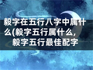 毅字在五行八字中属什么(毅字五行属什么,毅字五行最佳配字