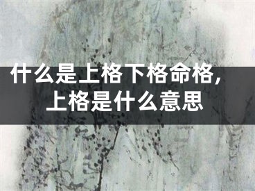 什么是上格下格命格,上格是什么意思
