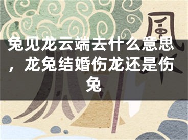 兔见龙云端去什么意思，龙兔结婚伤龙还是伤兔