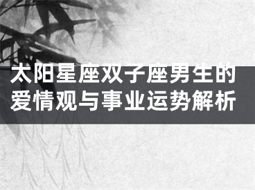 太阳星座双子座男生的爱情观与事业运势解析