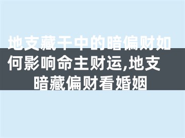 地支藏干中的暗偏财如何影响命主财运,地支暗藏偏财看婚姻