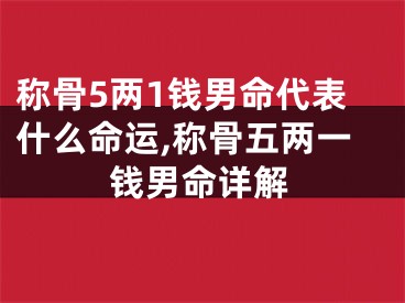 称骨5两1钱男命代表什么命运,称骨五两一钱男命详解