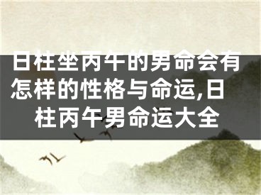 日柱坐丙午的男命会有怎样的性格与命运,日柱丙午男命运大全