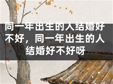 同一年出生的人结婚好不好，同一年出生的人结婚好不好呀