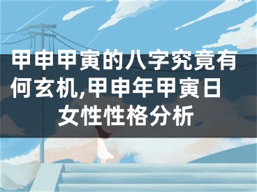 甲申甲寅的八字究竟有何玄机,甲申年甲寅日女性性格分析