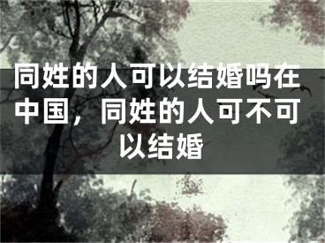 同姓的人可以结婚吗在中国，同姓的人可不可以结婚