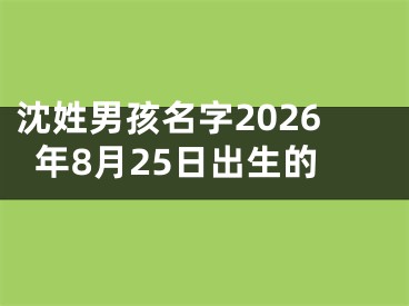 沈姓男孩名字2026年8月25日出生的